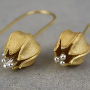 Vintage Elegant Two-Tone Bud-Shaped Earrings