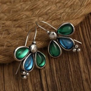 Teardrop-Shaped Blue-Green Earrings