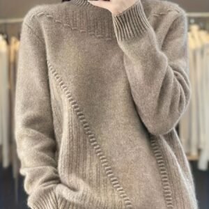 Plus Size, Plus Size Semi-High Neck Simple Versatile Casual Pullover