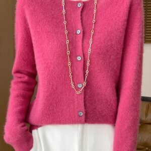 Autumn And Winter New Wool Osmanthus Needle Cardigan Classic Versatile Style Warm Inner Wool Shirt