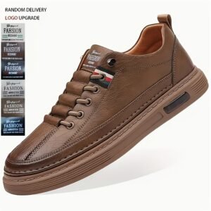 Men's Casual Shoes, Retro Brown Trendy Skate Shoes, Thick-soled Height-increasing Breathable All-match Commuting Shoes