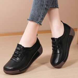 2025 New Hot-Selling Middle-Aged Women'S Flat Shoes, Comfortable Height-Increasing Mother Shoes, Non-Slip Thick-Soled Muffin Loafers, Soft-Soled Women'S Shoes That Are Not Tired After Standing for a Long Time, One-Step Lazy Shoes, Women Shoes
